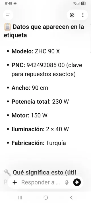 Campana Extractora Zanussi Acero Inoxidable