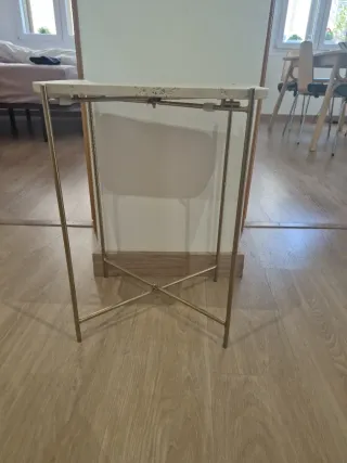 Tavolo ausiliario in pietra e metallo dorato