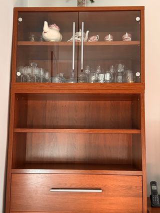 Mueble TV + vitrina cristal + almacenaje