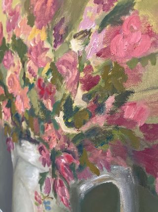 Cuadro antiguo grande flores