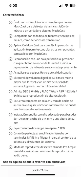 Yamaha WXC-50 Streamer no negociable