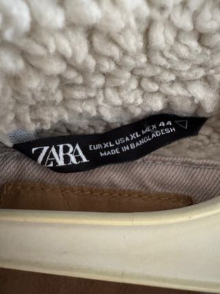 Giacca denim foderata in pelliccia beige