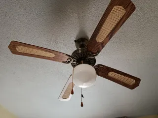 Ventilador de techo madera y ratán