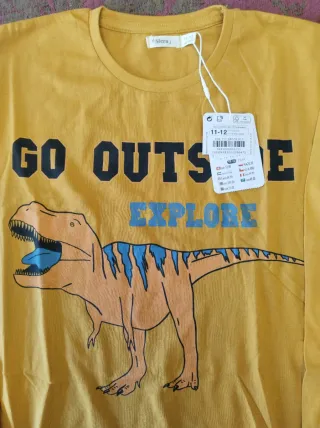 Camisetas manga larga niño T-Rex y rayas