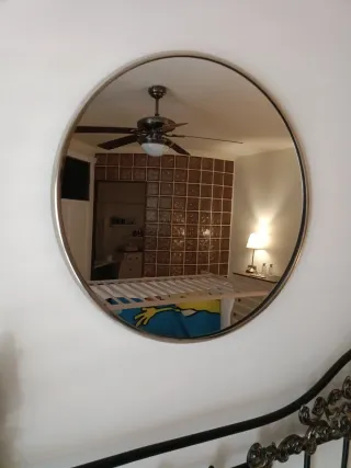 Espejo redondo metal dorado