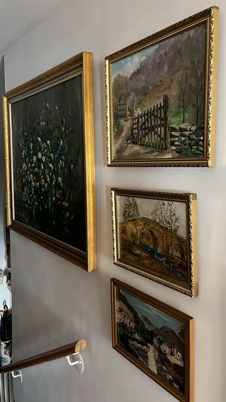 Conjunto 3 cuadros antiguos dorados