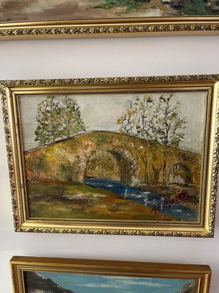 Set di tre quadri antichi dorati