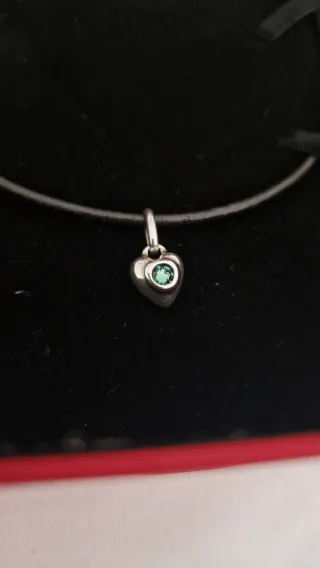 Collar Uno de 50 Corazón Azul Plata