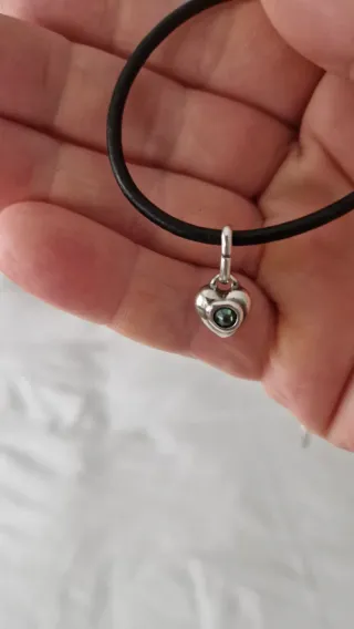 Collar Uno de 50 Corazón Azul Plata