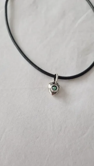 Collar Uno de 50 Corazón Azul Plata