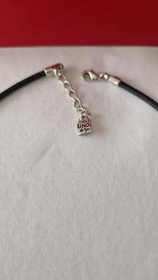 Collar Uno de 50 Corazón Azul Plata