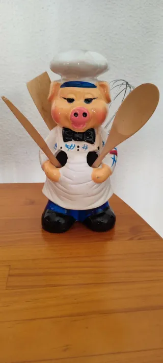 Ceramic Pig Chef Utensil Holder