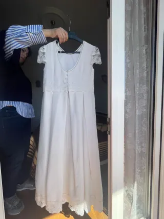 Vestido Comunión Rosa Clara Blanco Niña