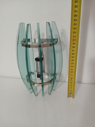 Applique Veca Vintage Vetro Verde Cromo Anni '70