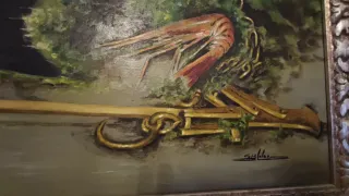 Quadro con pesce e conchiglie