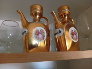 Juego Vinagre y Aceite antiguos,sal y pimienta