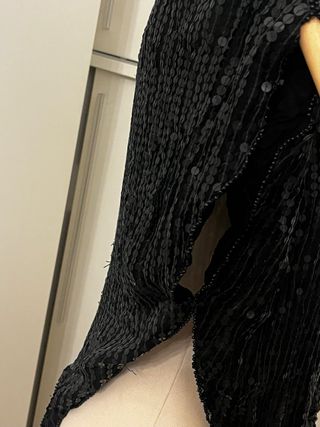 Top Vintage Ricamato Mano Nero Oro