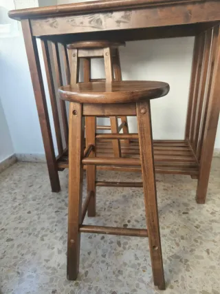 Mesa Terraza Madera con 2 Taburetes