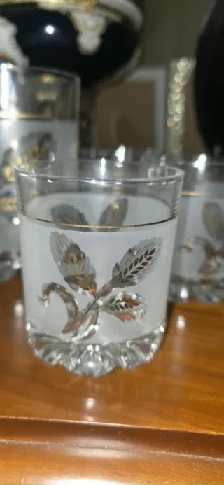 Set 6 bicchieri cristallo decorati oro