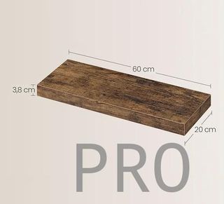 Scaffale a parete VASAGLE, scaffale sospeso, 20 x 60 x 3,8 cm, mensola per cornici, decorazione, per soggiorno, studio, cucina, marrone rustico LWS26BX