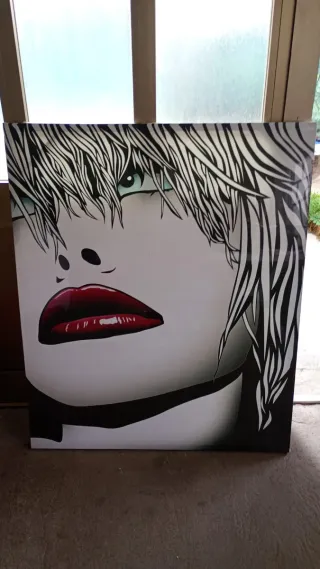 Quadro Pop Art Lips Rosso e Nero.