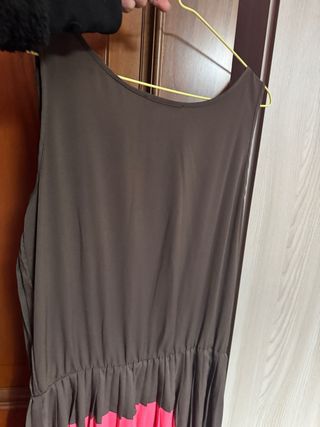 Vestito lungo fantasia marrone e rosa