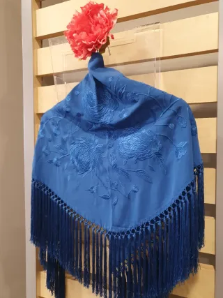 Mantoncillo Flamenco Bordado Azul
