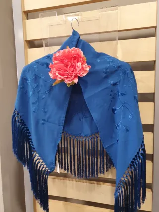 Mantoncillo Flamenco Bordado Azul
