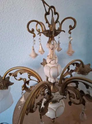 Lámpara de techo cerámica dorada y blanca