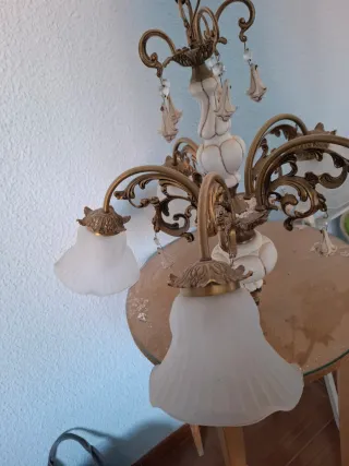 Lámpara de techo cerámica dorada y blanca