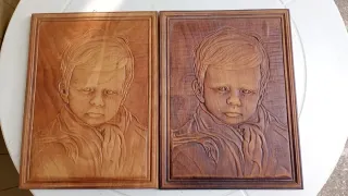 Coppia quadri intagliati legno bambino