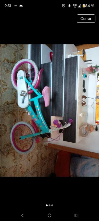 Bicicleta infantil azul y rosa