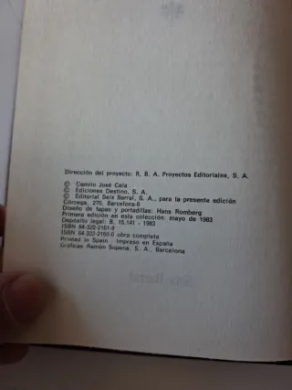Libro. La Familia de Pascual Duarte. Camilo Cela