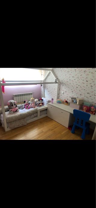 Cama Montessori Blanca + regalos protector