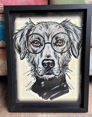 Cuadro Original Perro con Gafas