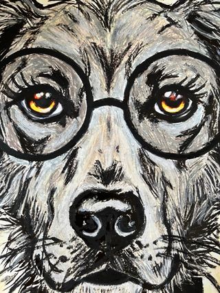 Cuadro Original Perro con Gafas