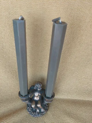 Candelabro vintage ángel metal