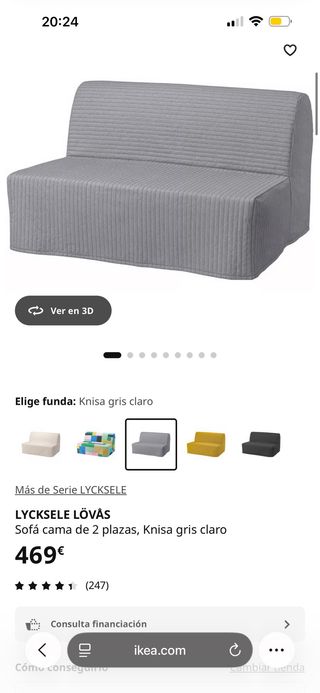 Sofá Cama IKEA Lycksele Lövås 2 Plazas