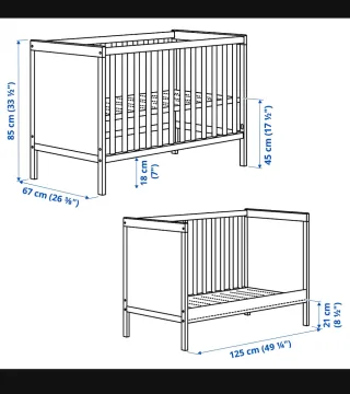 Cuna Ikea Blanca con colchón y sabanas