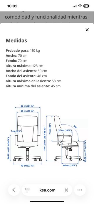 Sillón de oficina Ikea Millberget