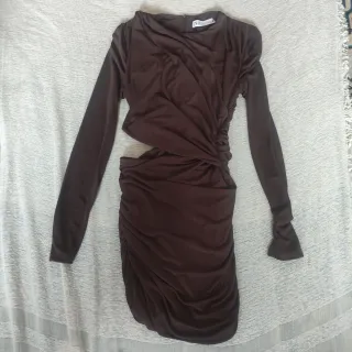 Vestido Zara drapeado marrón