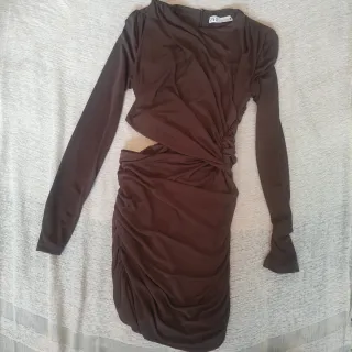 Vestido Zara drapeado marrón