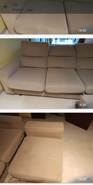 Sofá chaise longue beige tela