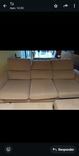 Sofá chaise longue beige tela