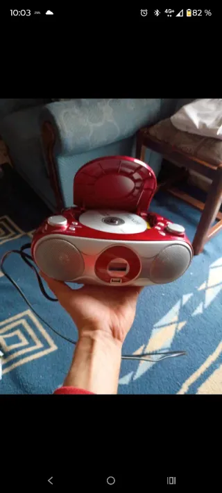 Radio CD MP3 USB Roja y Plateada