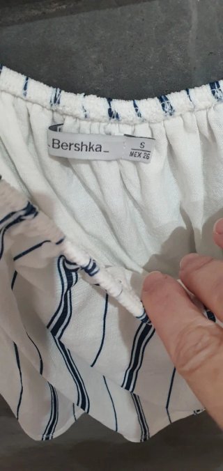 Top Bershka Talla S Rayas Azul Blanco