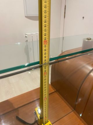 Mueble recibidor madera y cristal