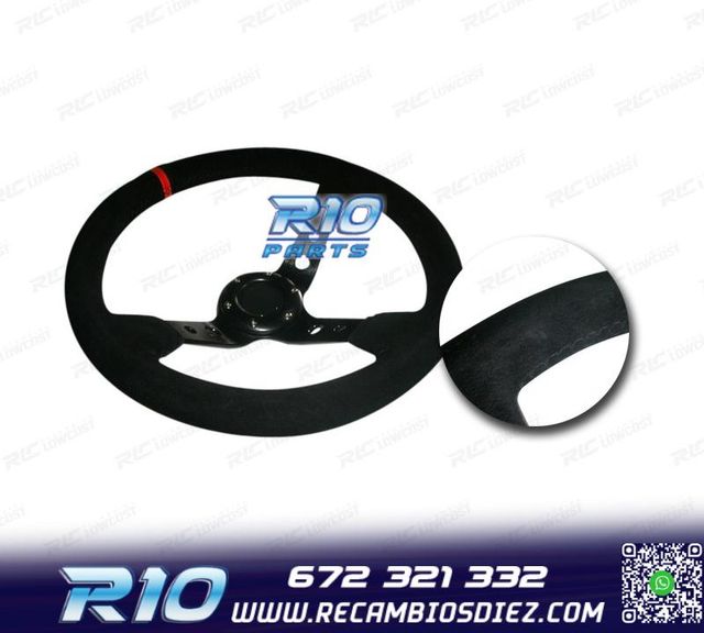 VOLANTE INVERTIDO PIEL VUELTA NEGRO BRAZOS NEGROS Y RIBETE R