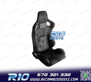 KIT ASIENTO DEPORTIVO SEMI BAQUET LOOK RS ALCÁNTARA NEGRA