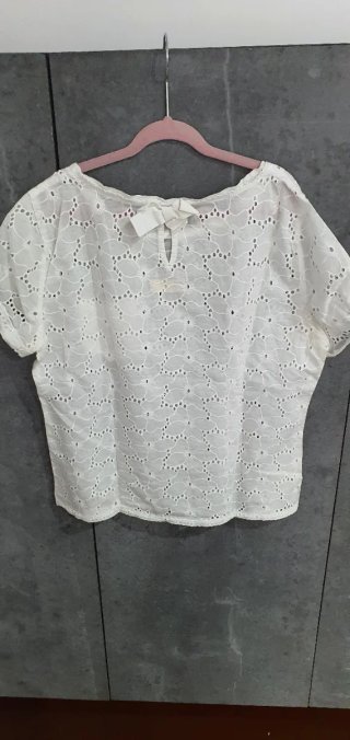 Blusa Hollister Bordada Blanca Talla S